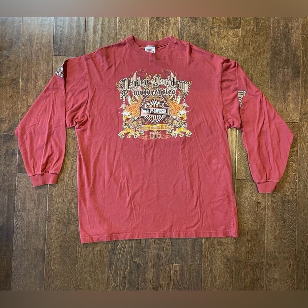 Bruce Rossmeyer’s HARLEY DAVIDSON Daytona Beach Mens XXL Rust Red Cotton Shirt